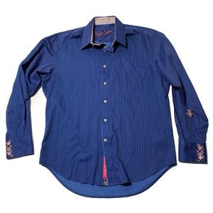 Robert Graham Blue Button Down Mens Size Large Blue